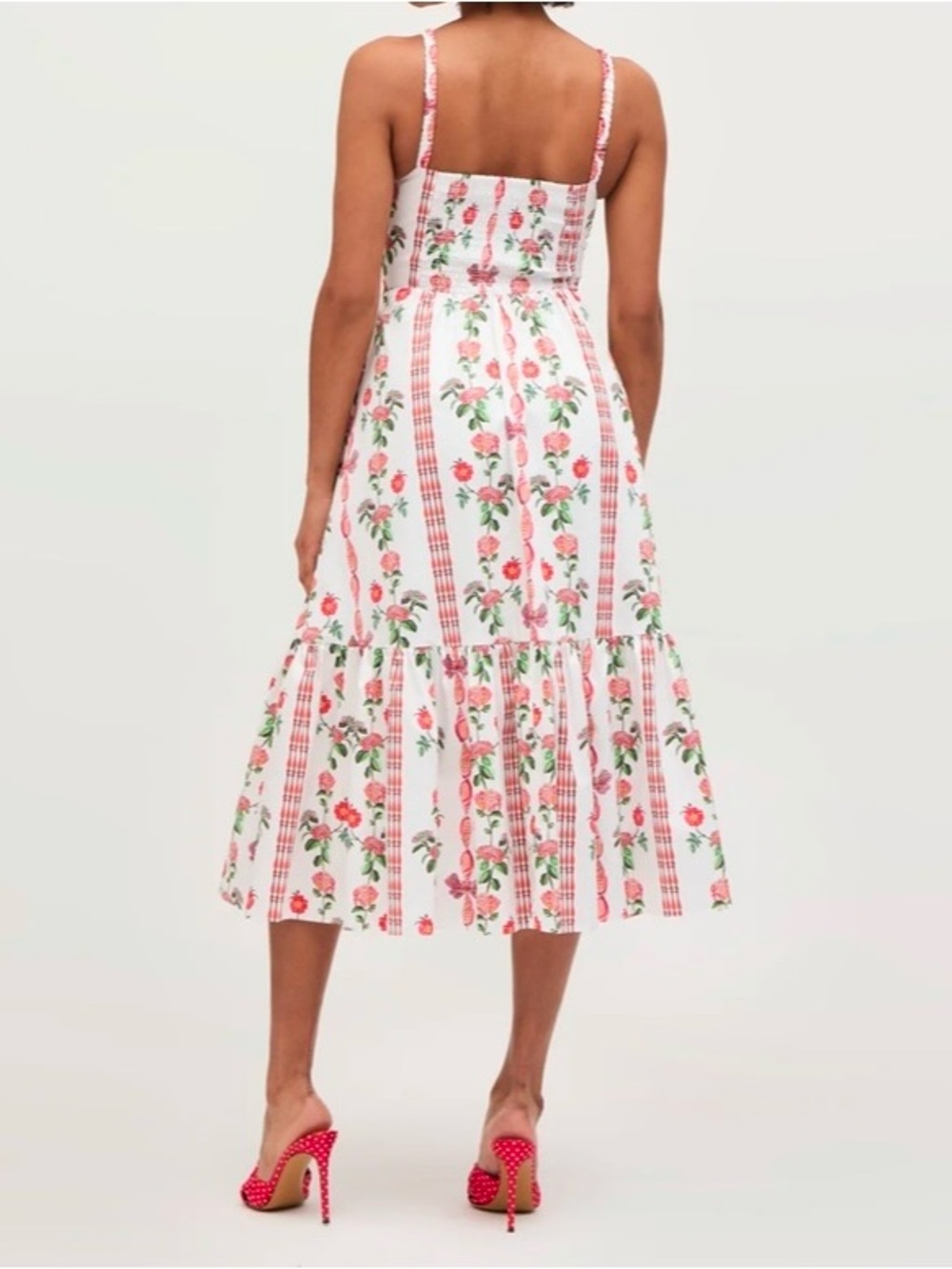 Hill House Pink and Green Floral Striped Midi Dress - Picture 4 of 16